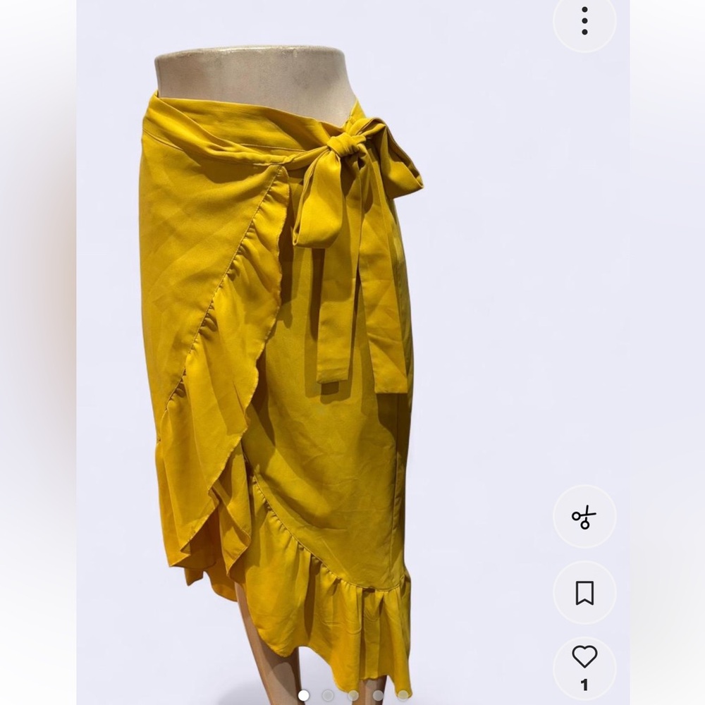 SHEIN Yellow Ruffled Wrap Skirt